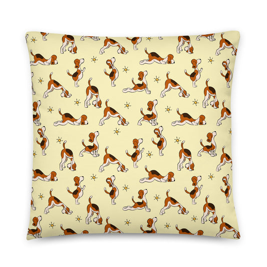 Yoga Dogs Yellow Premium Pillow