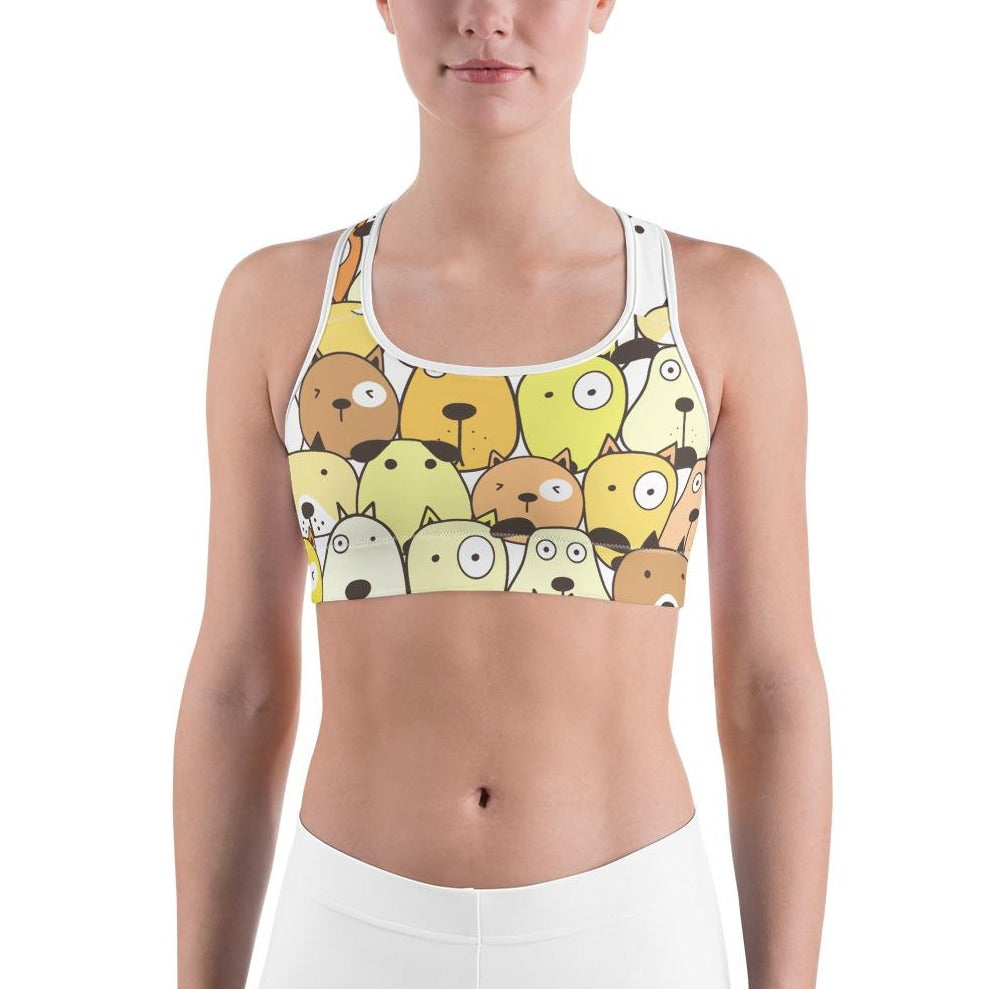 Yellow Funny Dogs on Sports Bras, Dog Mom Apparels – AdoptAgust