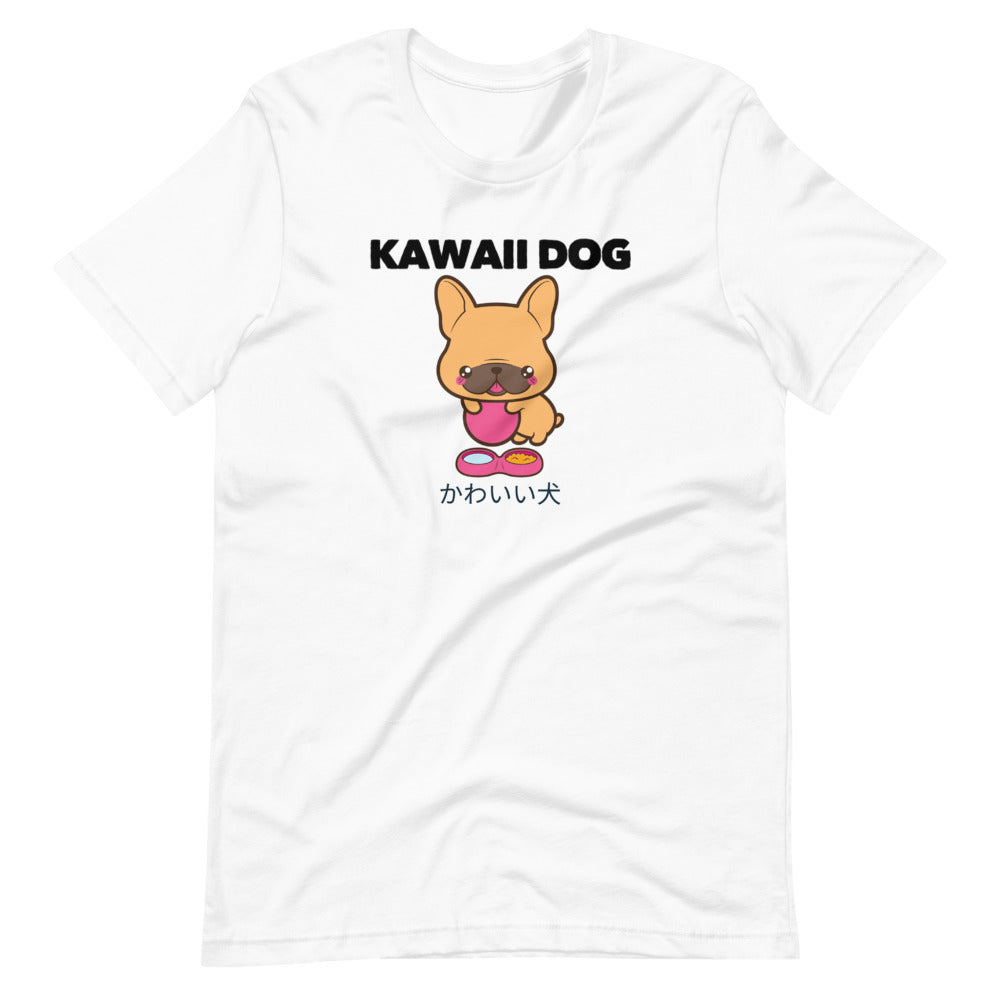 Kawaii Dog Frenchie, Short-Sleeve Unisex T-Shirt, White