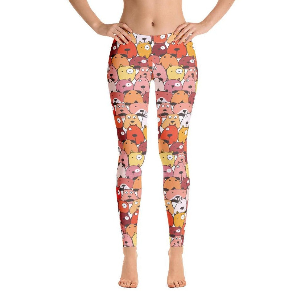 Red Funny Dogs on Leggings - Dog Mom Apparel
