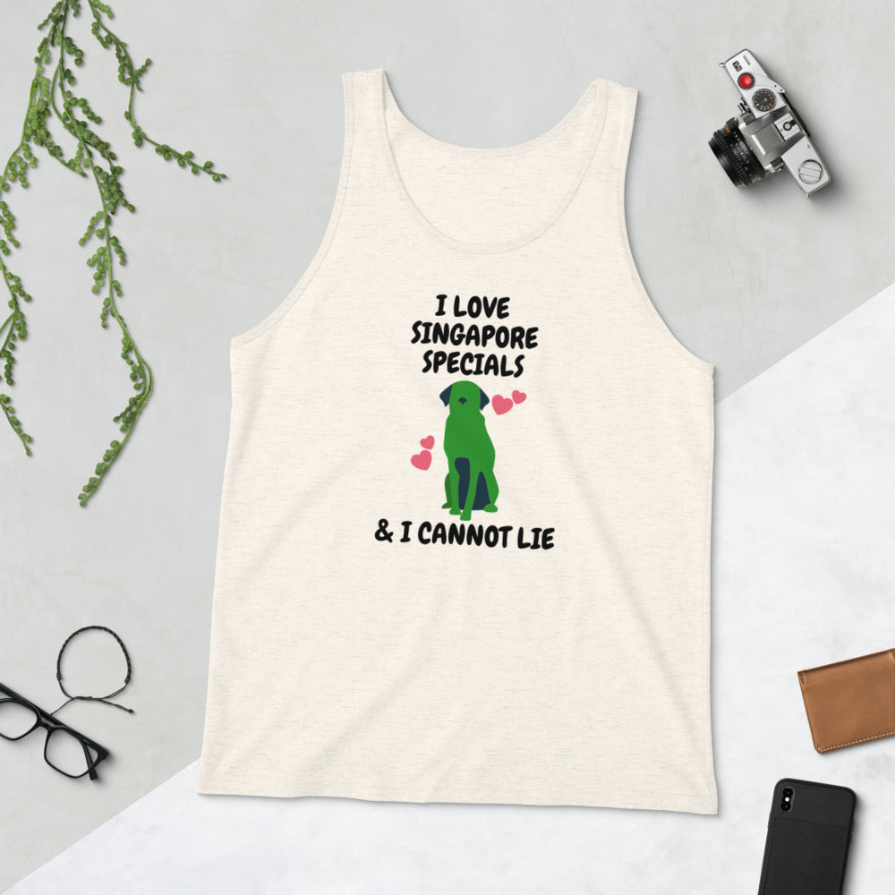 I Love Singapore Specials And I Cannot Lie Unisex Tank Top, Cream