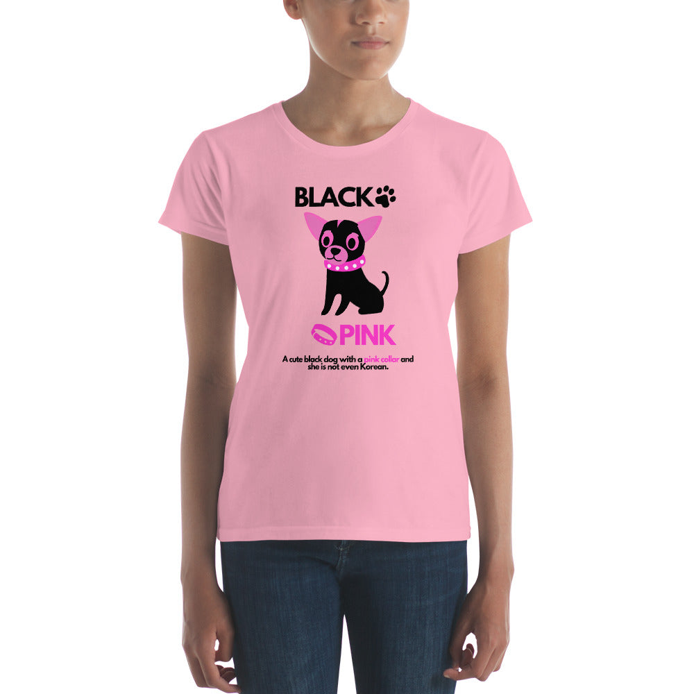 Black Pink Dog, Women's short sleeve t-shirt, Pink