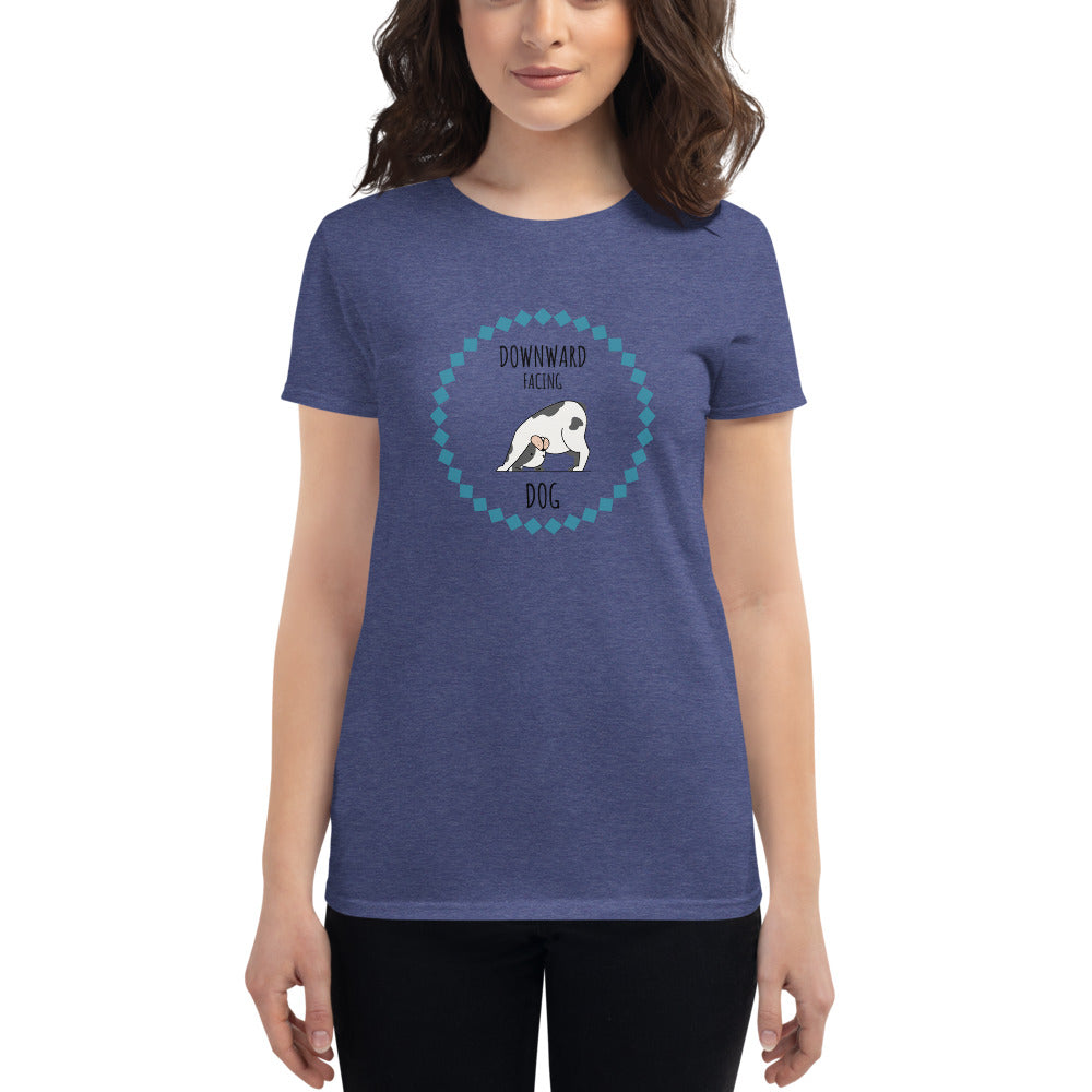 Yoga Dog, Women's short sleeve t-shirt, Blue
