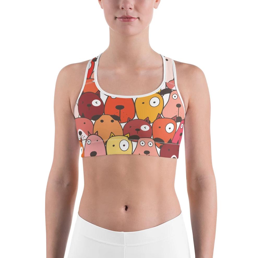 Red Funny Dogs on Sports Bras, Dog Mom Apparels – AdoptAgust