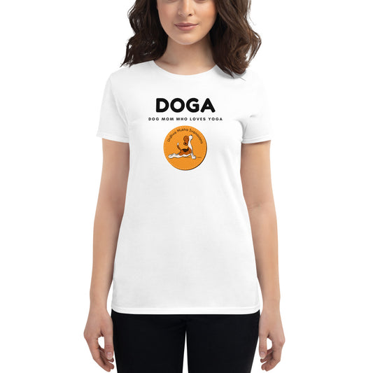DOGA Dog Mom Who Loves Yoga Women's short sleeve t-shirt, White