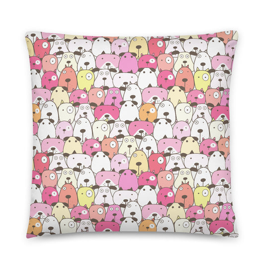 Crazy Dogs Cherry Pink Premium Pillow