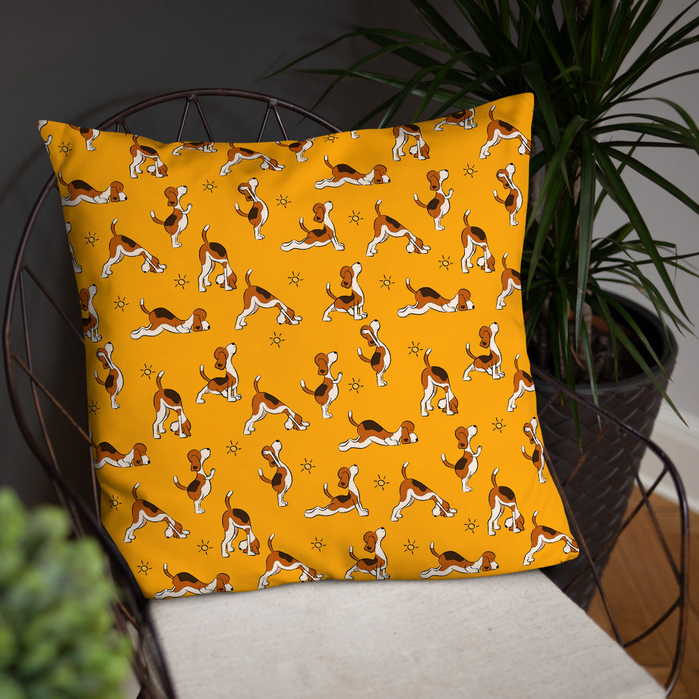 Yoga Dogs Orange Premium Pillow