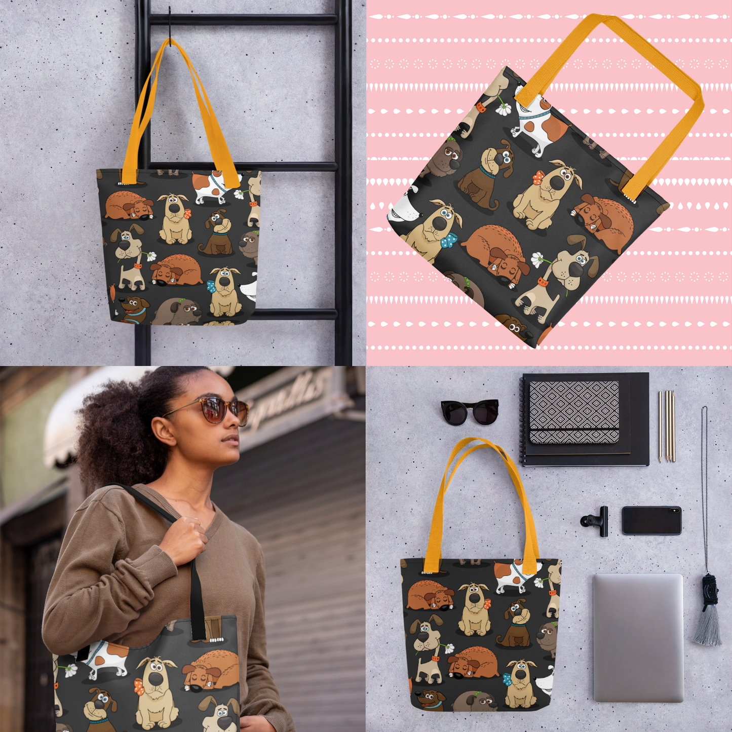 Proud Dog Moms' Black Dog Tote Bags For Dog Lovers