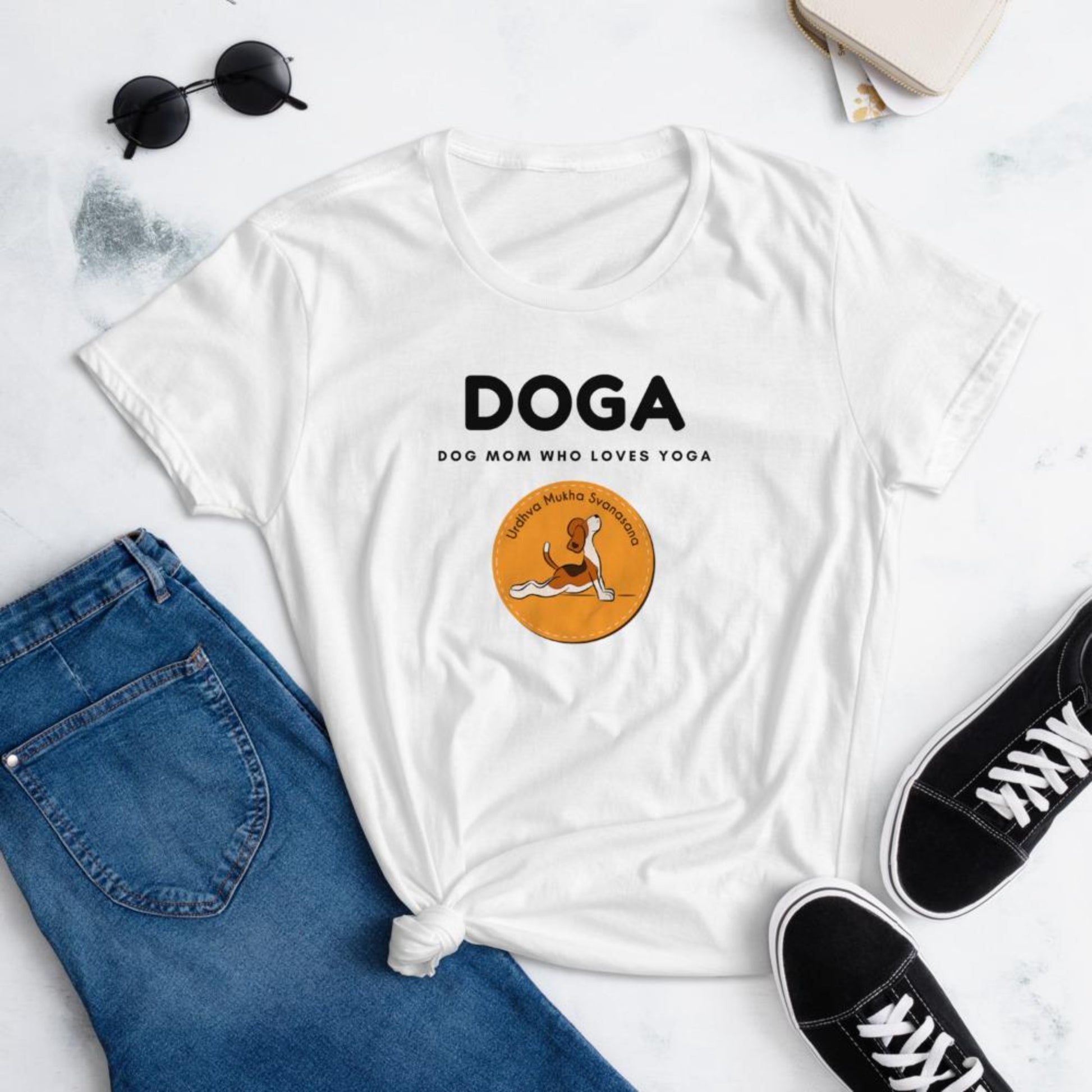DOGA Dog Mom Who Loves Yoga Women's short sleeve t-shirt
