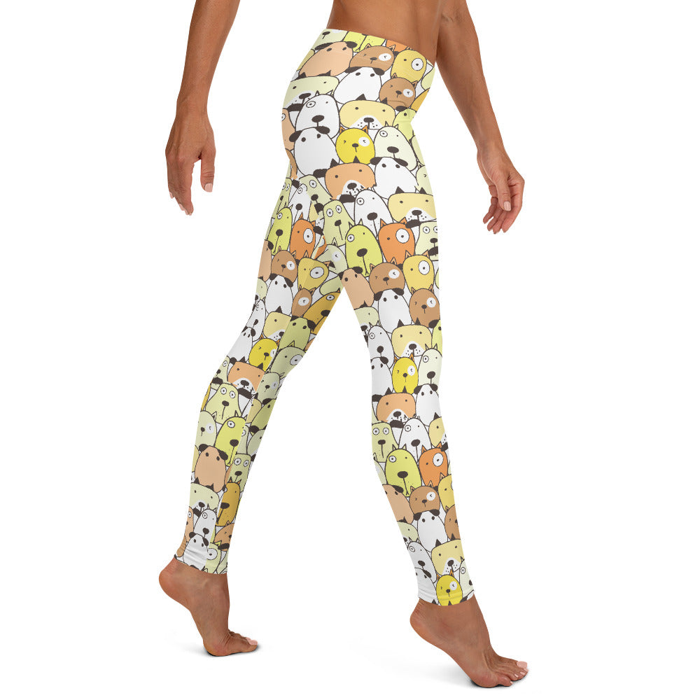 Yellow Funny Dogs on Leggings For Women - Dog Mom Apparel – AdoptAgust