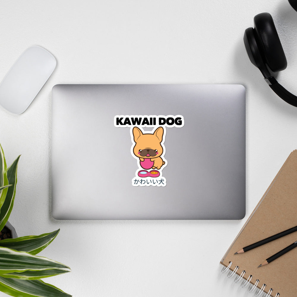 Kawaii Dog Frenchie on Bubble-free stickers, Frenchie Stickers 