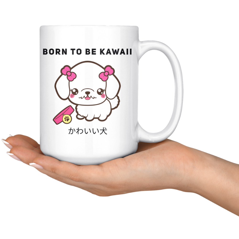 Born To Be Kawaii Poodle Coffee Mug, 15oz