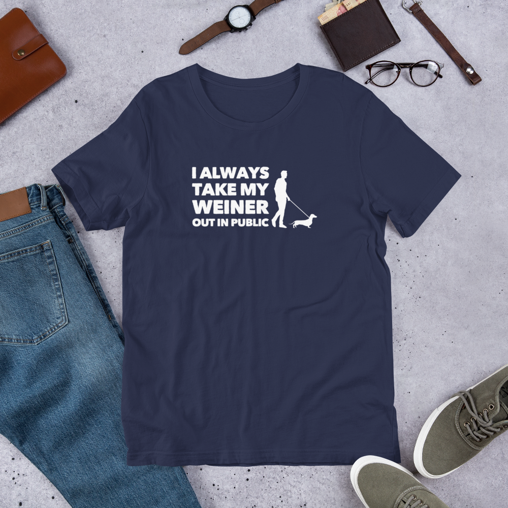 Take My Weiner Out on Short-Sleeve Unisex T-Shirts - Blue 