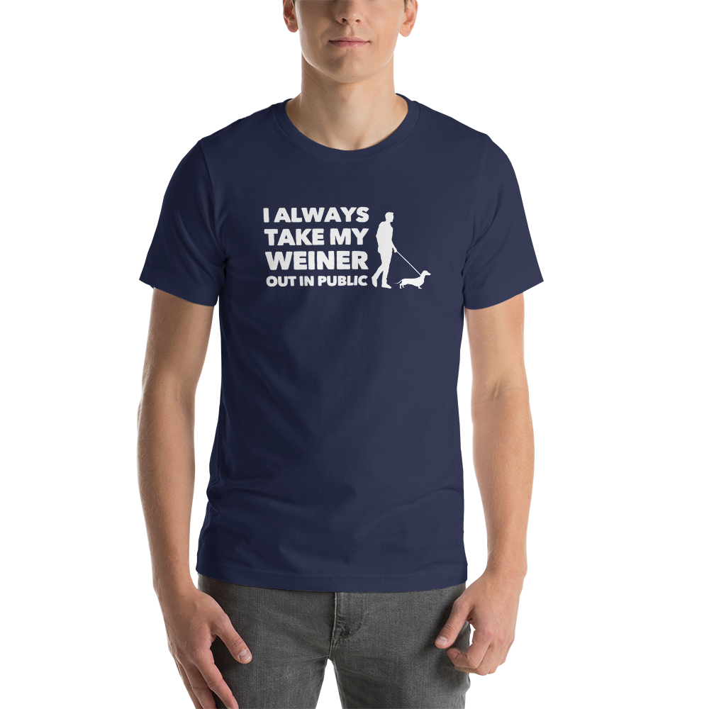 Take My Weiner Out on Short-Sleeve Unisex T-Shirts - Blue