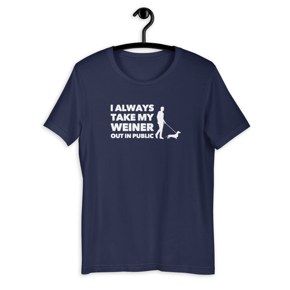 Take My Weiner Out on Short-Sleeve Unisex T-Shirts - Blue
