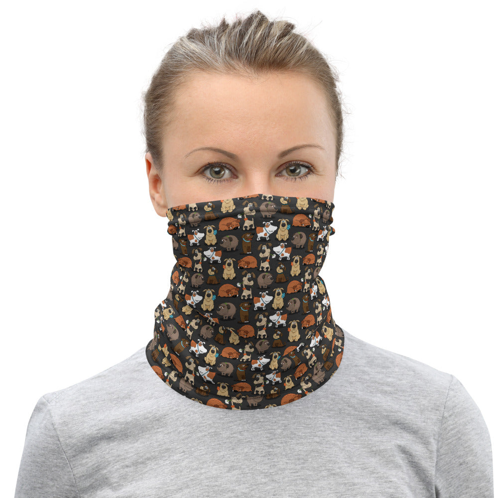 Cute Dogs All-In-One Neck Gaiter, Face Mask Neck, Headband - Black