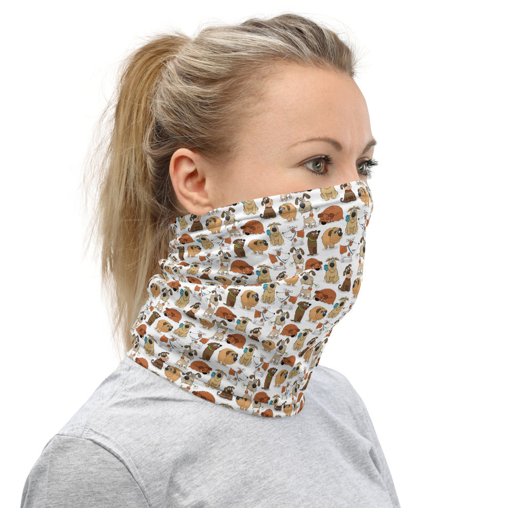 Cute Dogs All-In-One Neck Gaiter, Face Mask Neck, Headband - White