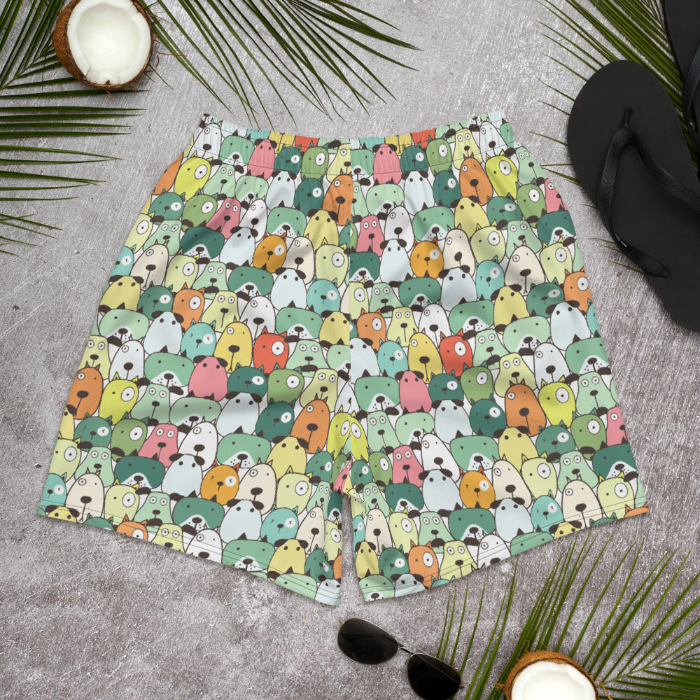 Green Funny Dogs on Men's Athletic Mens Shorts For Dog Dads