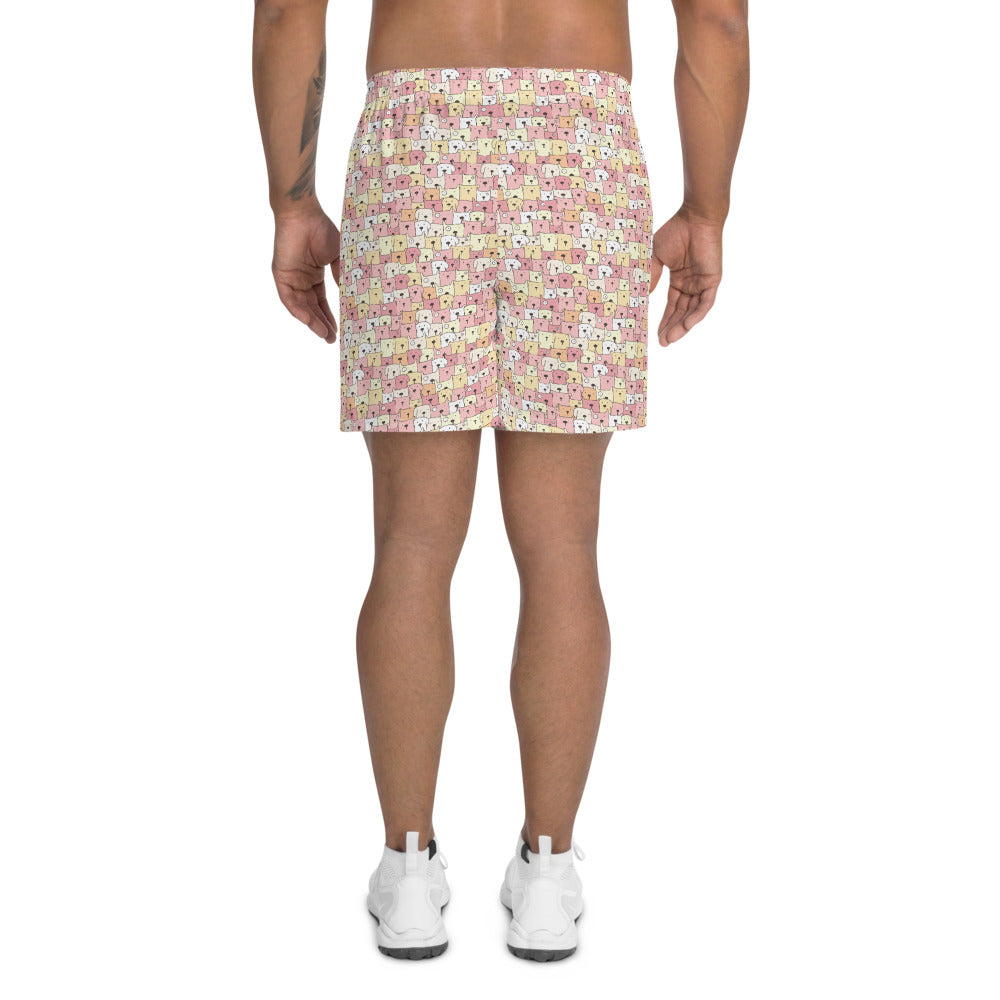 Funny Dogs Men's Athletic Long Shorts For Dog Dads - Pink