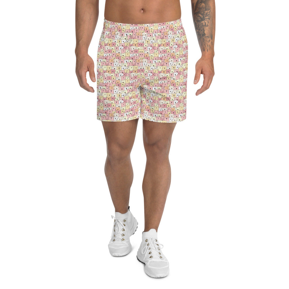 Funny Dogs Men's Athletic Long Shorts For Dog Dads - Pink