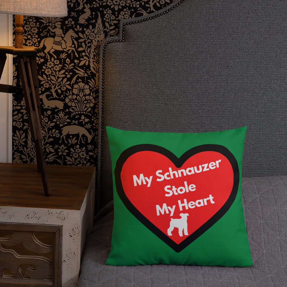 Green Pillow For Schnauzer Dog Lovers, Dog Lover Pillows