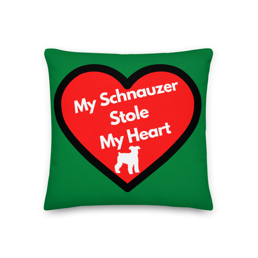 Green Pillow For Schnauzer Dog Lovers, Dog Lover Pillows