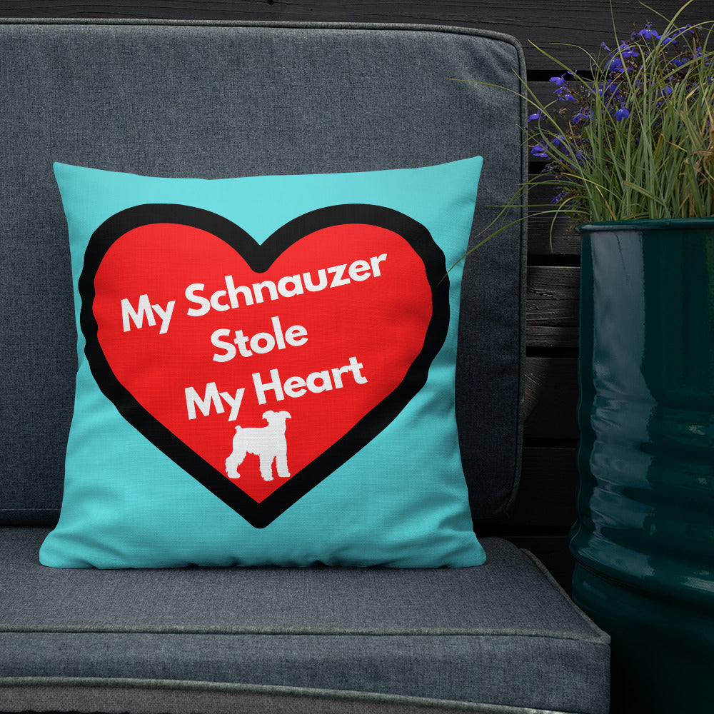 Blue Pillow For Schnauzer Dog Lovers, Dog Lover Pillows