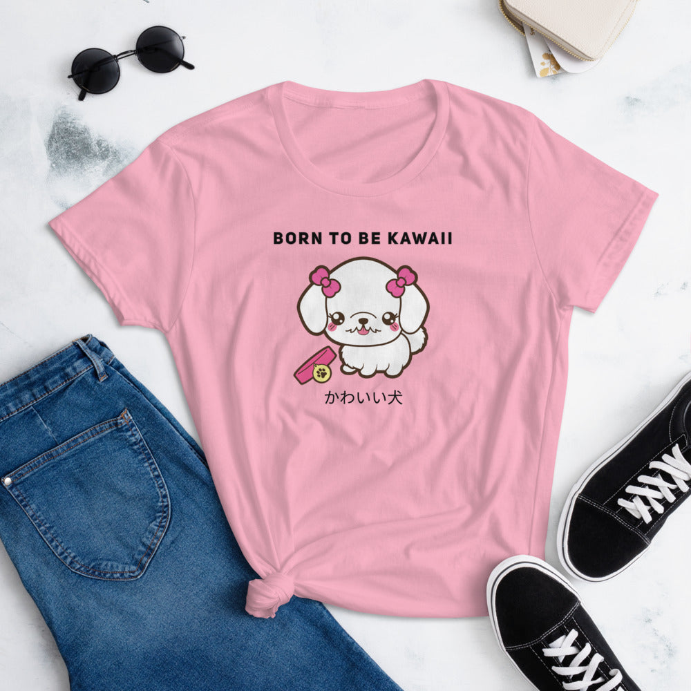 Born To Be Kawaii Poodle, Women's short sleeve t-shirt, Pink