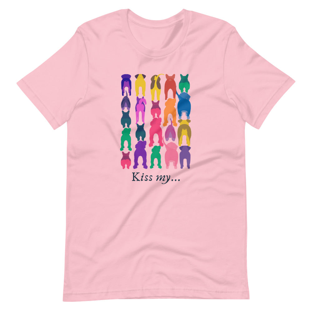 Colourful Dog Butts, Short-Sleeve Unisex T-Shirt, Pink