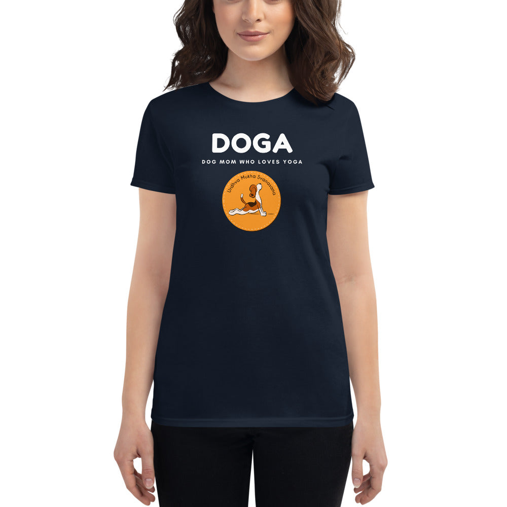 DOGA Dog Mom on Women's Short Sleeve T-Shirt, Dog Mom Shirt