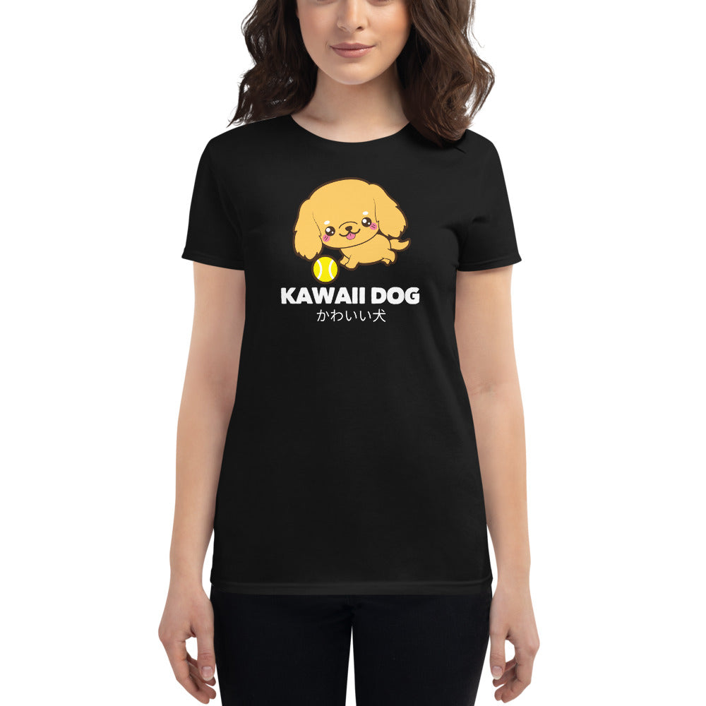 Kawaii Dog Corker Spaniel, Women's short sleeve t-shirt, Black