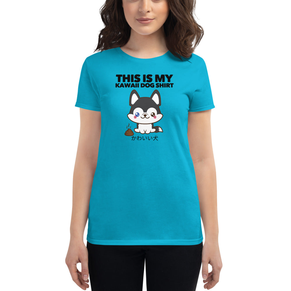 This Is My Kawaii Dog Shirt Husky, Women's short sleeve t-shirt, Blue
