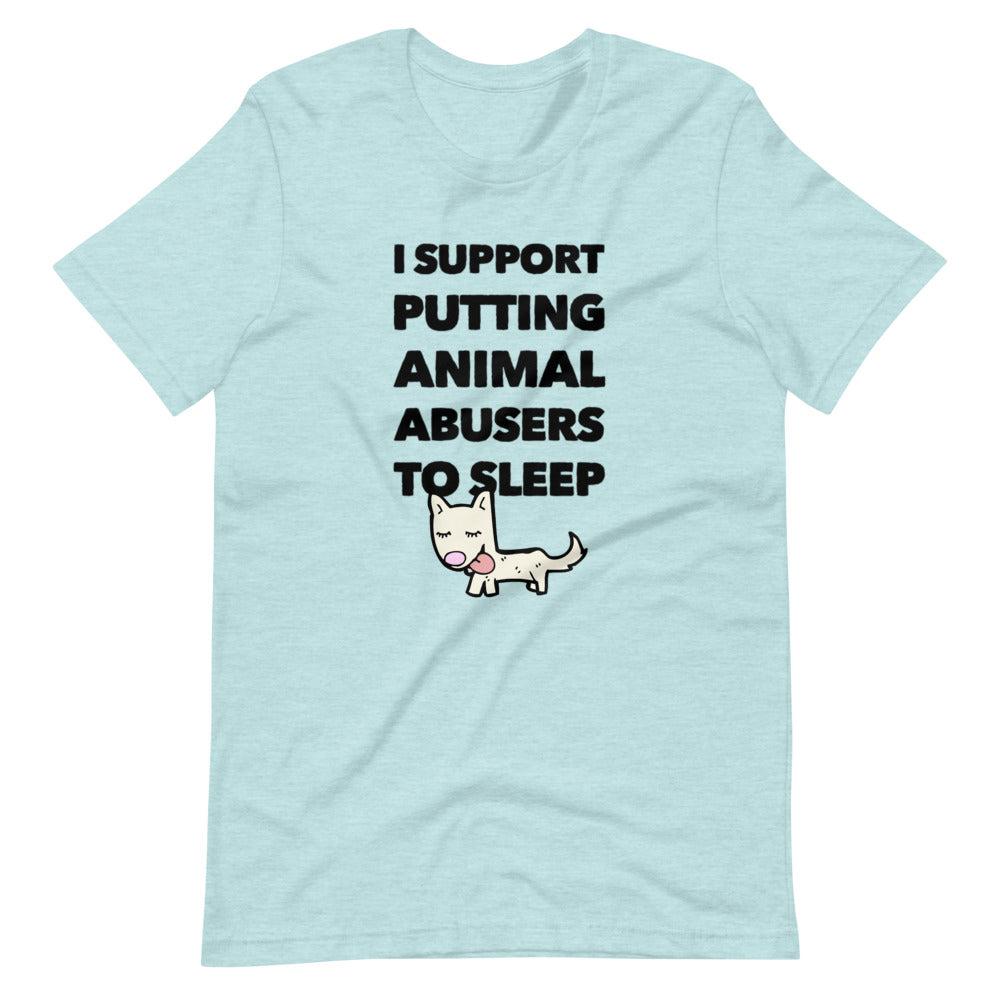 Putting Animal Abusers To Sleep on Short-Sleeve Unisex T-Shirt, Blue