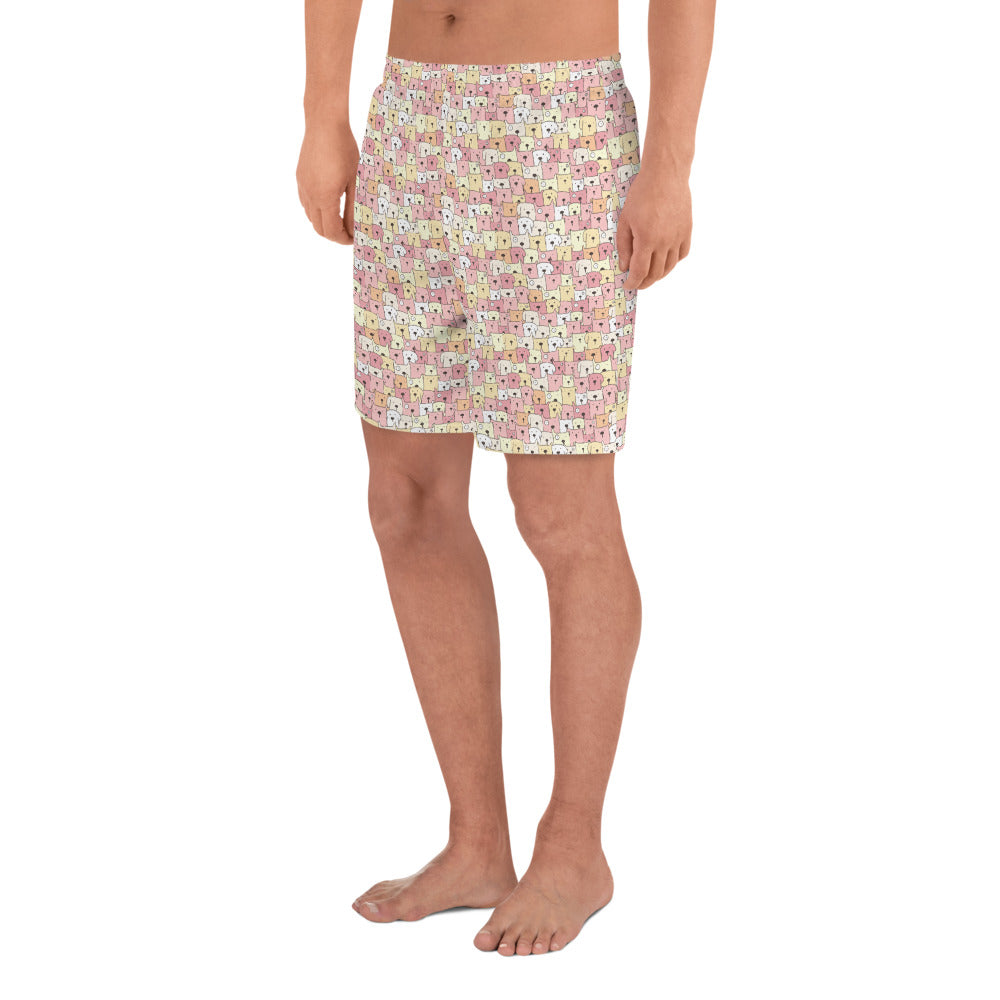 Funny Dogs Men's Athletic Long Shorts - Pink