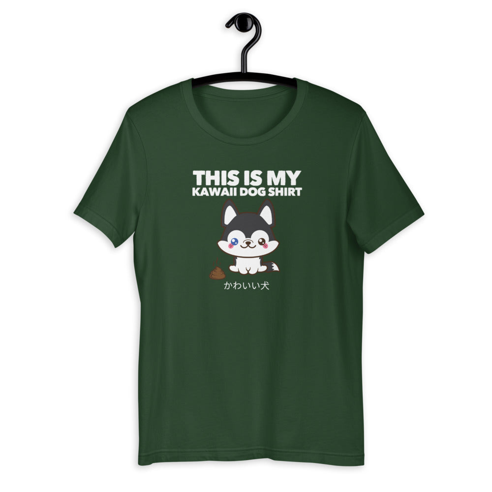 This Is My Kawaii Dog Shirt Husky, Short-Sleeve Unisex T-Shirt, Forest Green