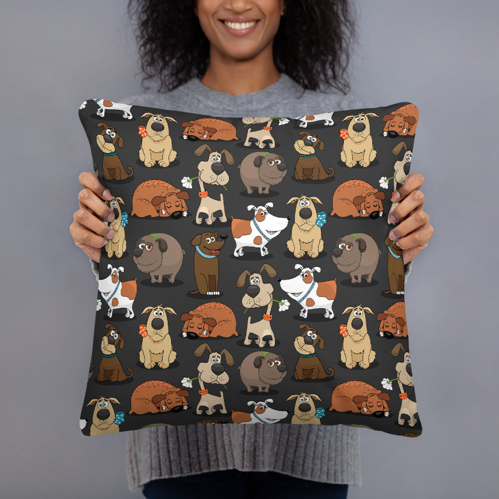 Funny Dogs Black Premium Pillow