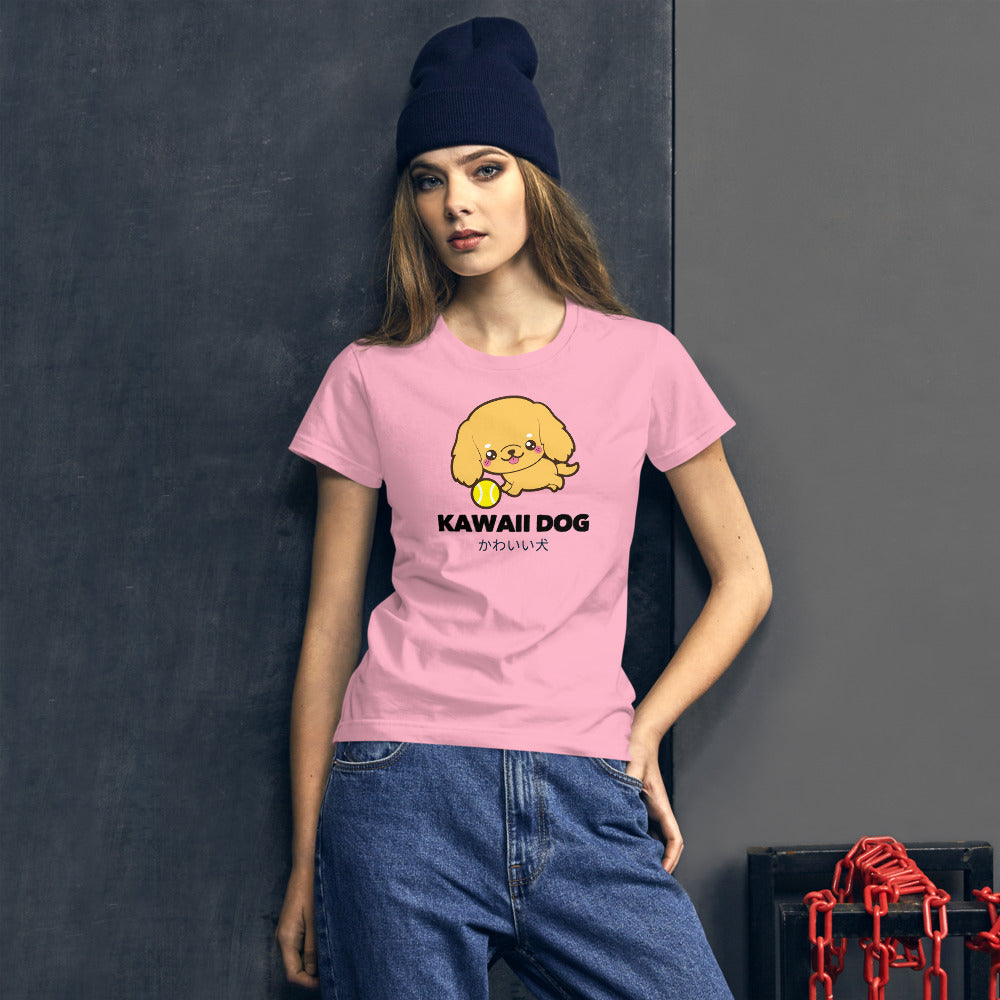 Kawaii Dog Corker Spaniel, Women's short sleeve t-shirt, Pink
