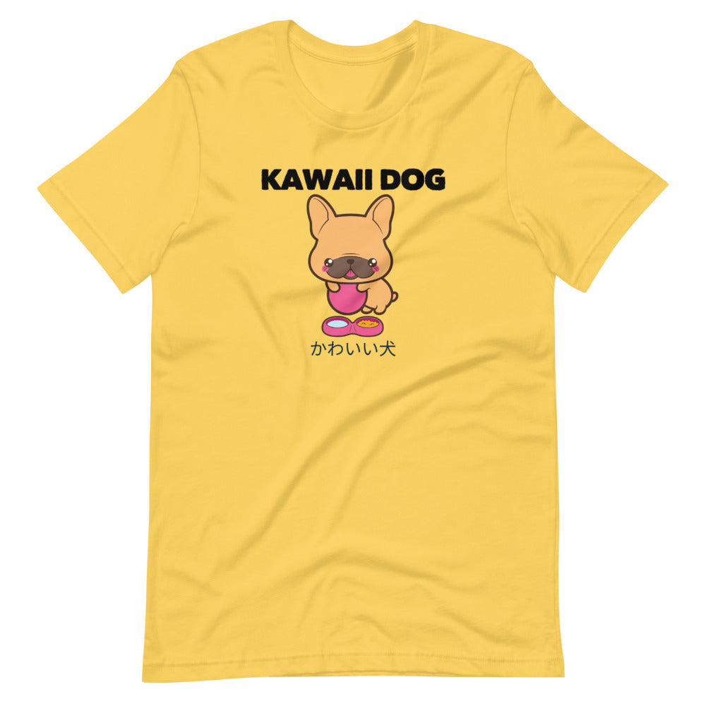 Kawaii Dog Frenchie, Short-Sleeve Unisex T-Shirt, Yellow