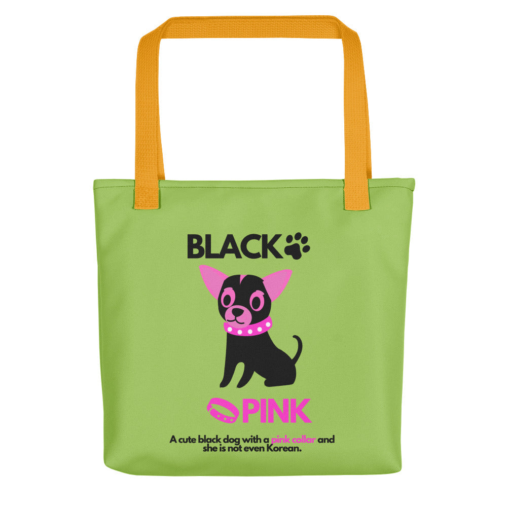 Black Pink Dog, Tote Bags