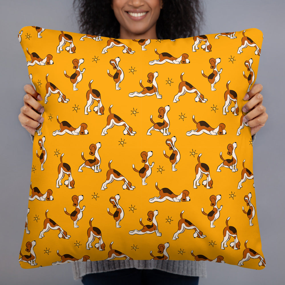 Yoga Dogs Orange Premium Pillow