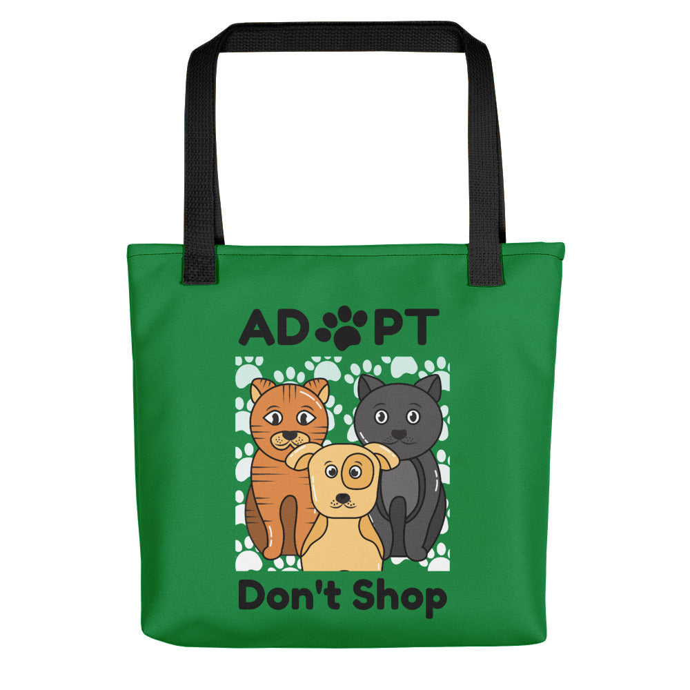 adopt don't shop tote bags - green black