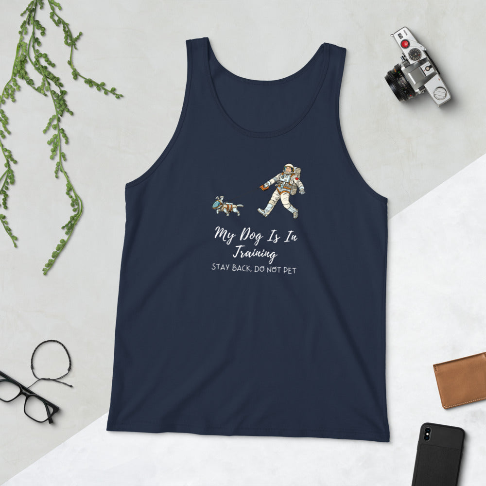 My Dog Is In Training, Unisex Tank Top, Navy Blue