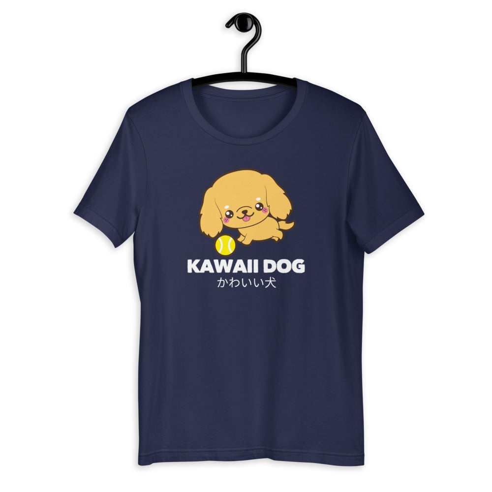 Kawaii Dog Corker Spaniel, Short-Sleeve Unisex T-Shirt, Navy