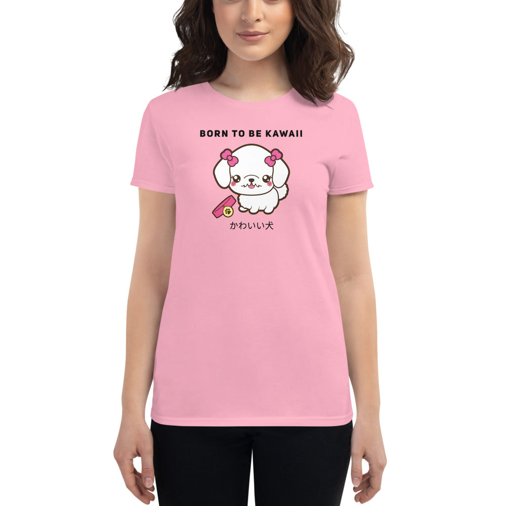 Born To Be Kawaii Poodle, Women's short sleeve t-shirt, Pink