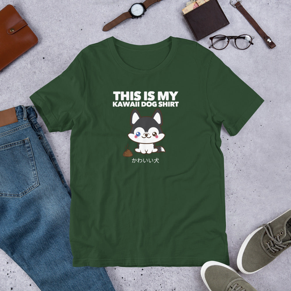 This Is My Kawaii Dog Shirt Husky, Short-Sleeve Unisex T-Shirt, Forest Green