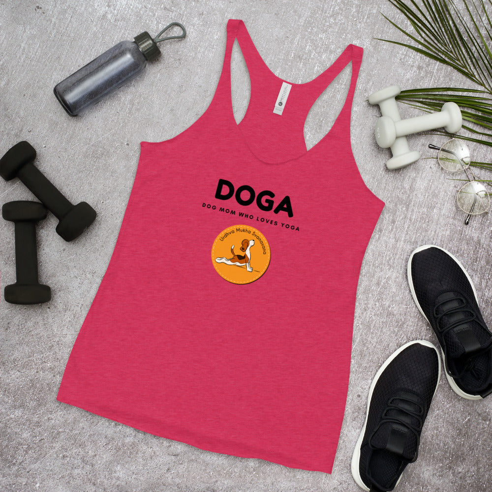 DOGA Dog Mom Who Loves Yoga on Women's Racerback Tank