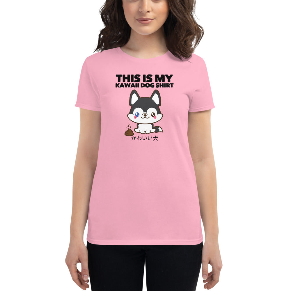 This Is My Kawaii Dog Shirt Husky, Women's short sleeve t-shirt, PInk