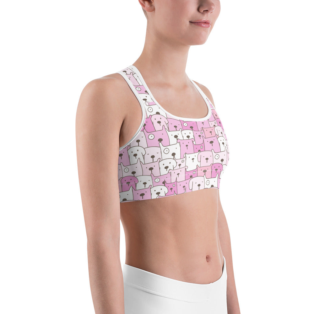 Funny Dogs Sports Bras - Pink