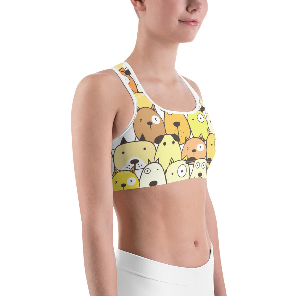 Yellow Funny Dogs on Sports Bras, Dog Mom Apparels – AdoptAgust