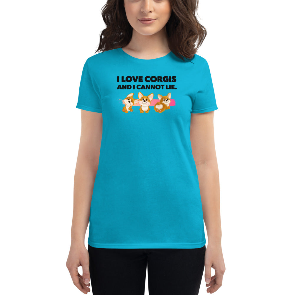 I Love Corgis And I Cannot Lie, Women's short sleeve t-shirt, Blue